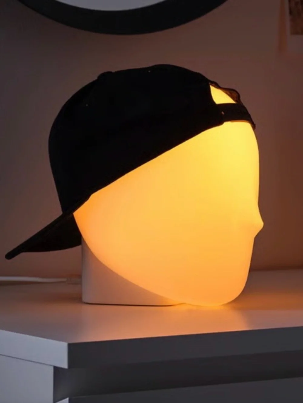 IKEA White Matte Head-Shaped Accent Lantern